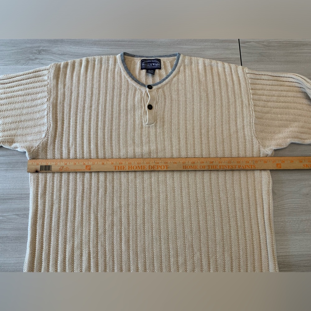 Vintage Bowen & Wright Cable Knit‎ Beige Crew neck Pullover Size L - Picture 5 of 5